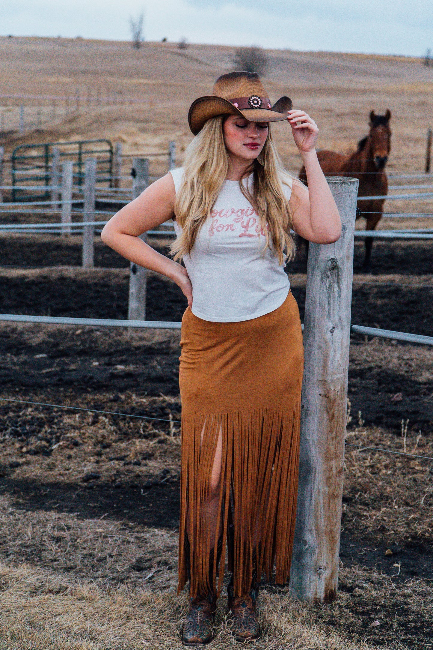 Fringe Maxi Skirt