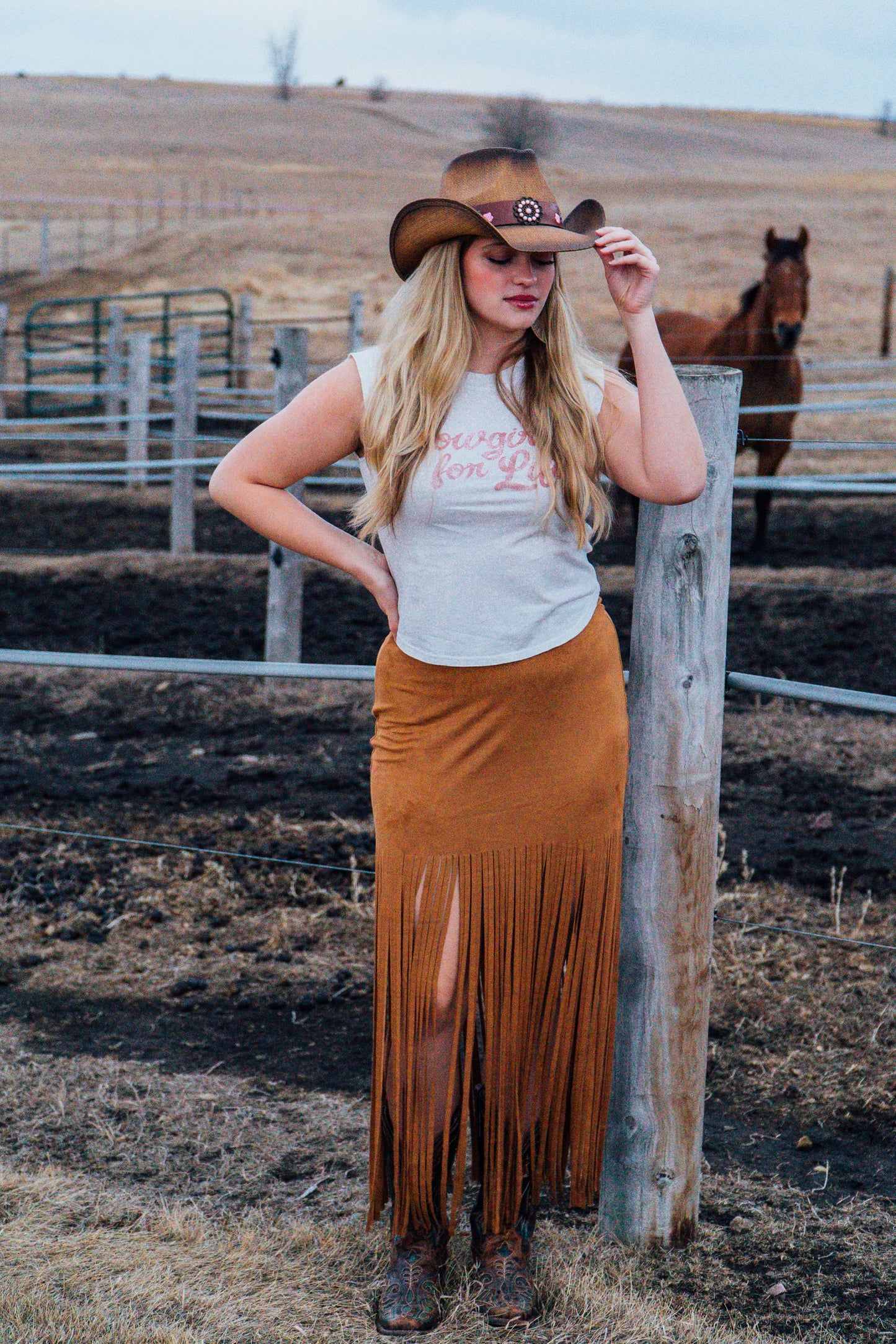 Fringe Maxi Skirt