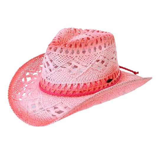 Hot Pink Weave Cowgirl Hat