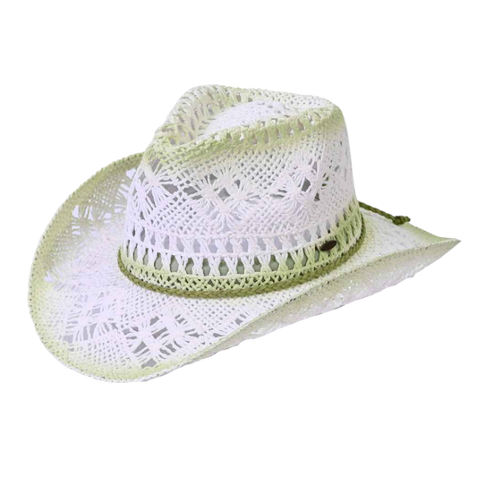 Lime Green Weave Cowgirl Hat