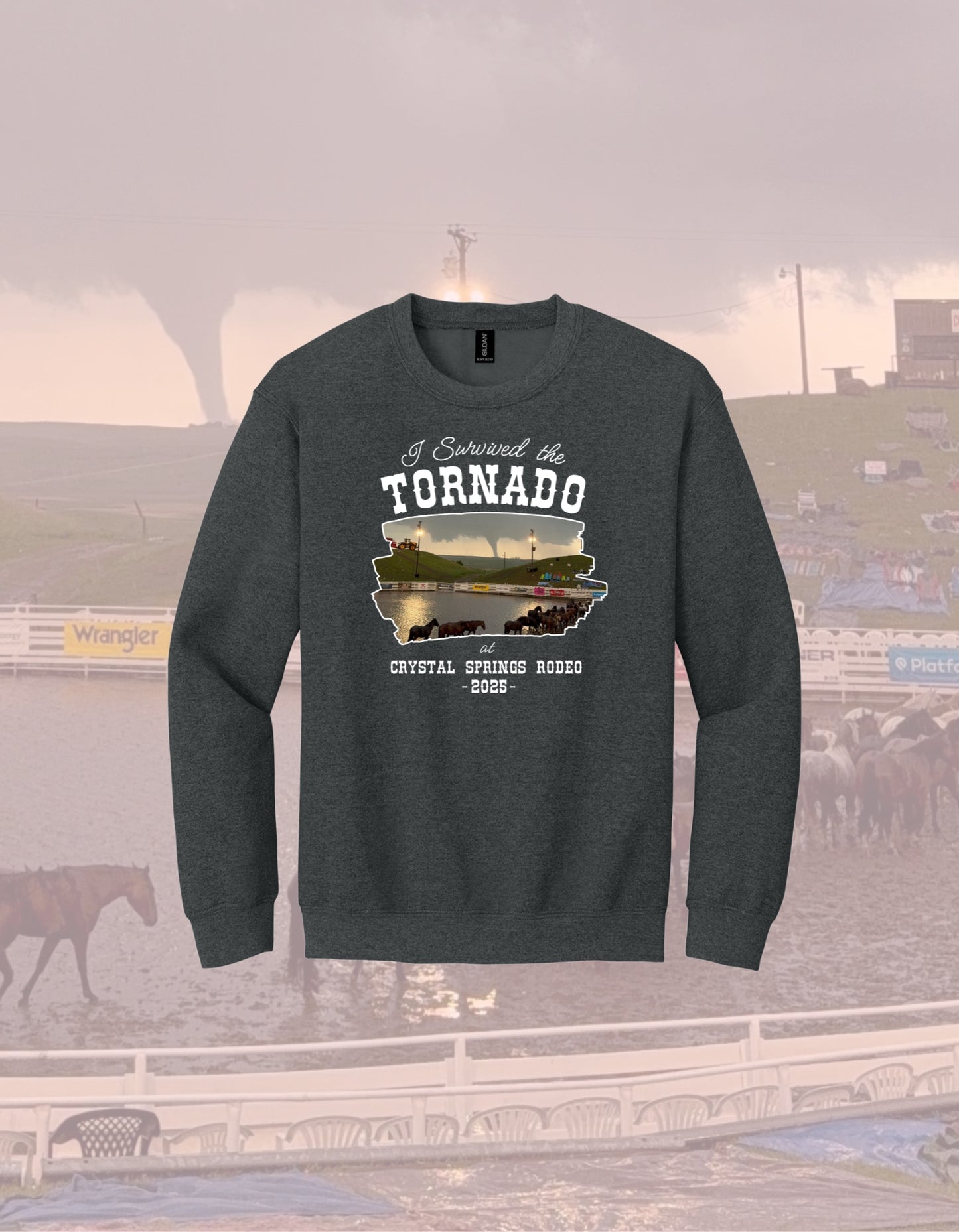 I Survived the Tornado at Crystal Springs Rodeo 2025 Crewneck